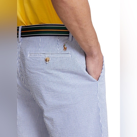 Polo Ralph Lauren Shorts Men's Size 34 Blue & White Stripe Seersucker Cotton - Picture 13 of 13